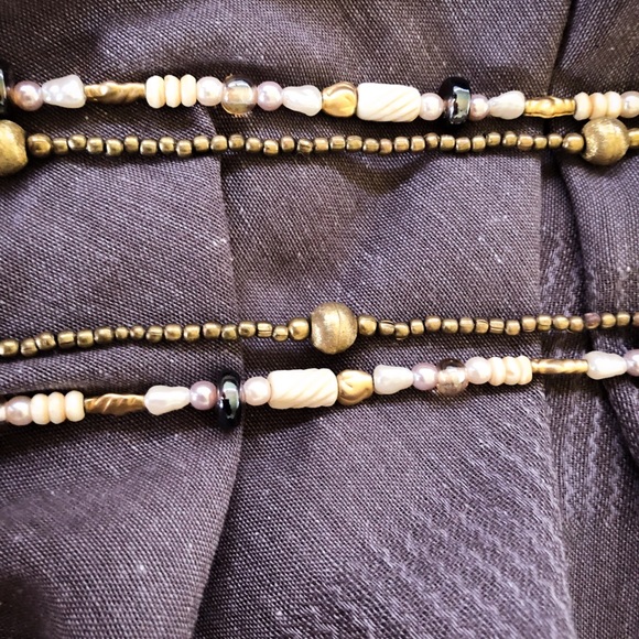 Boho Beaded Bone/Glass and Bronze Necklaces Set - Picture 3 of 3